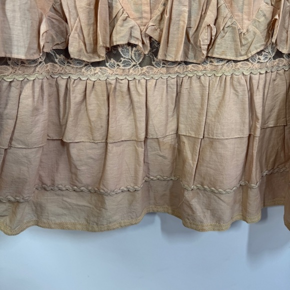 Camelot Italy Peach Lace Tiered Midi Skirt Size S Boho Romantic Cottagecore - Picture 9 of 16